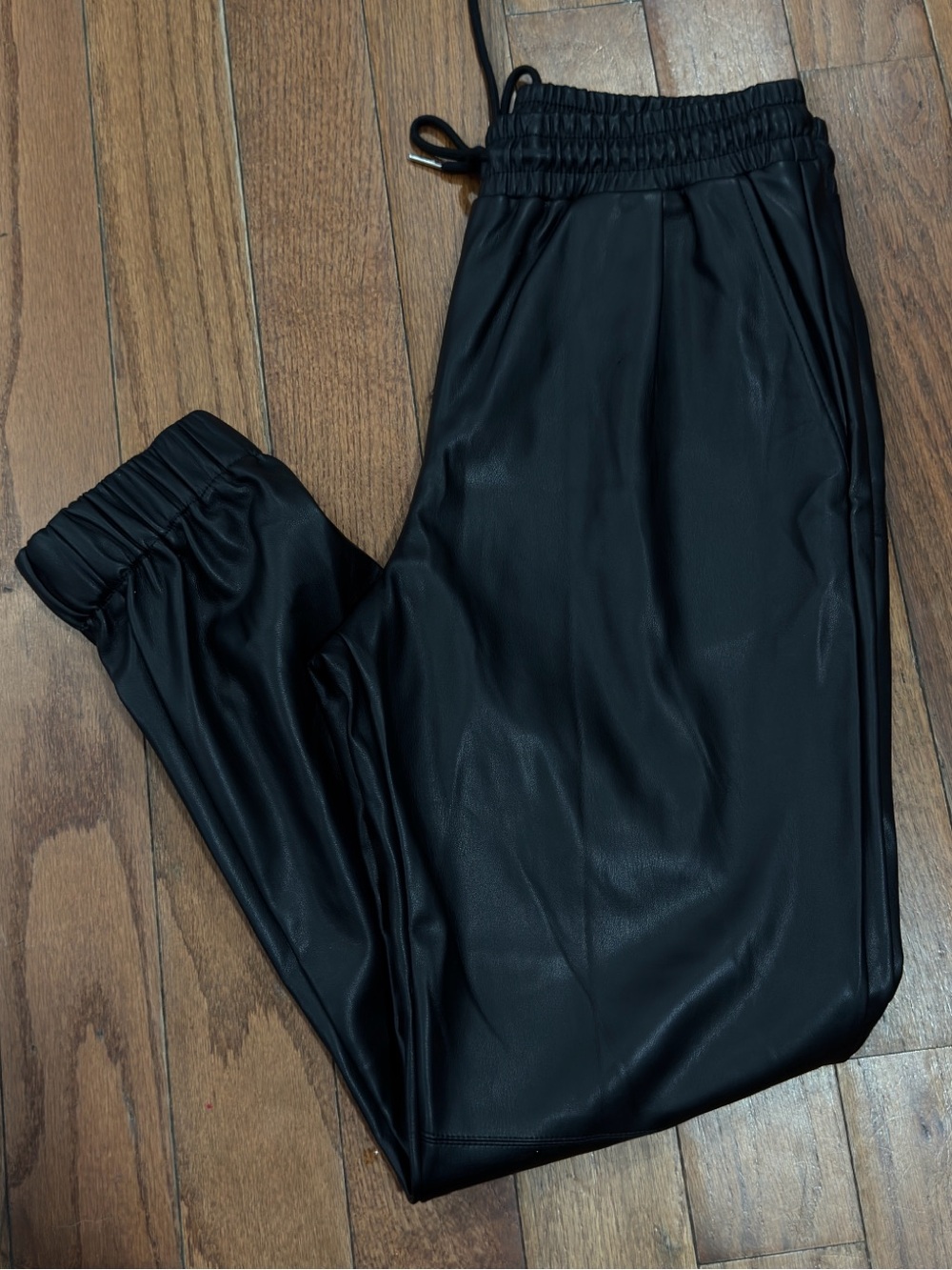 Aaron & Amber - Medium - New with Tags 
Black Faux Leather Jogger Pants